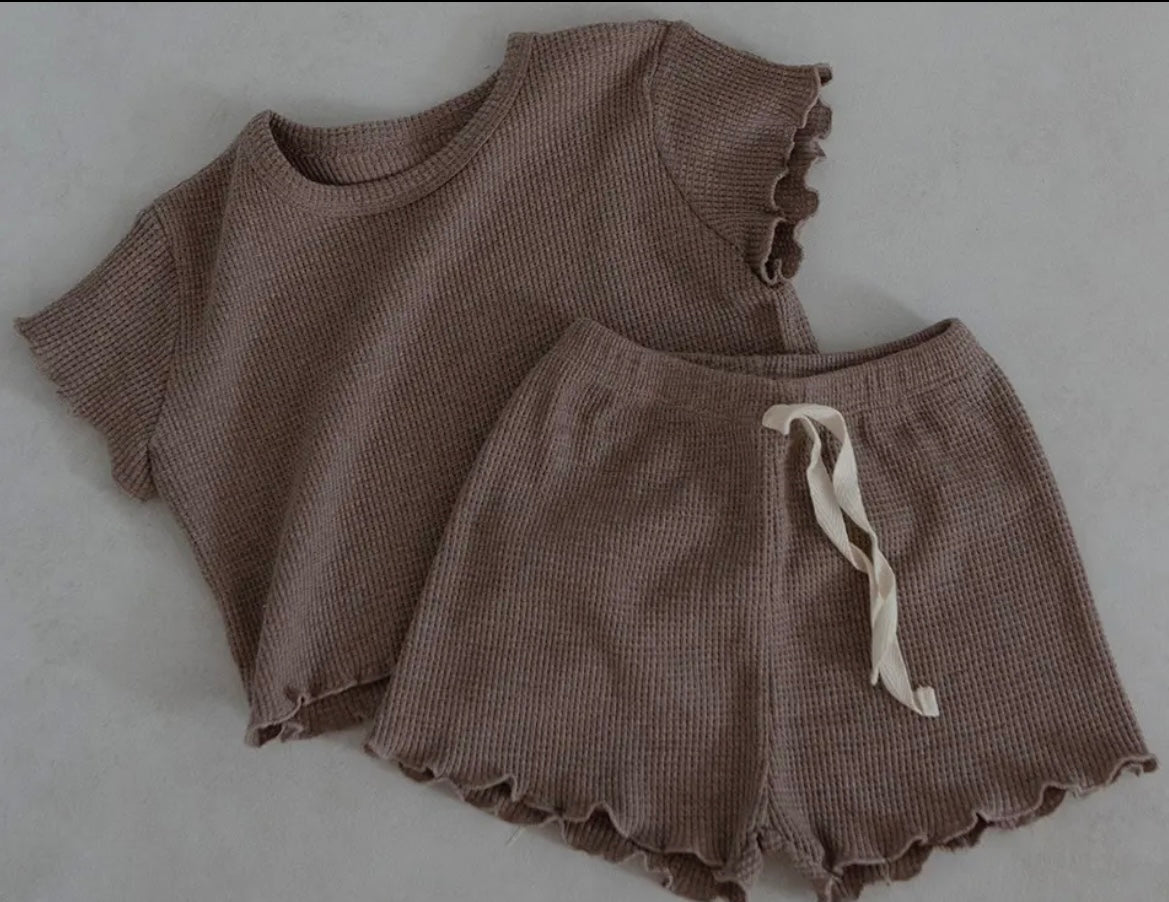 Mocha waffle knit set