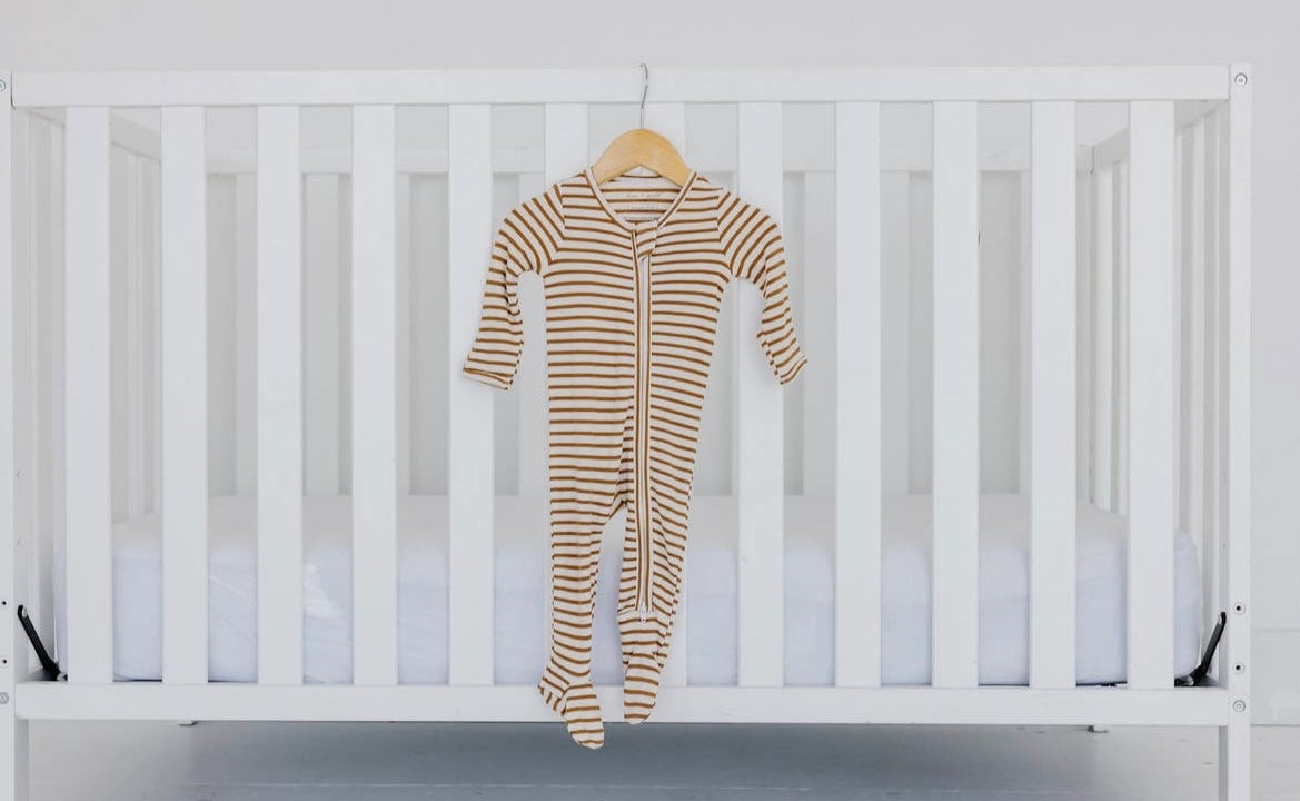 Camel ribbed stripped sleeper