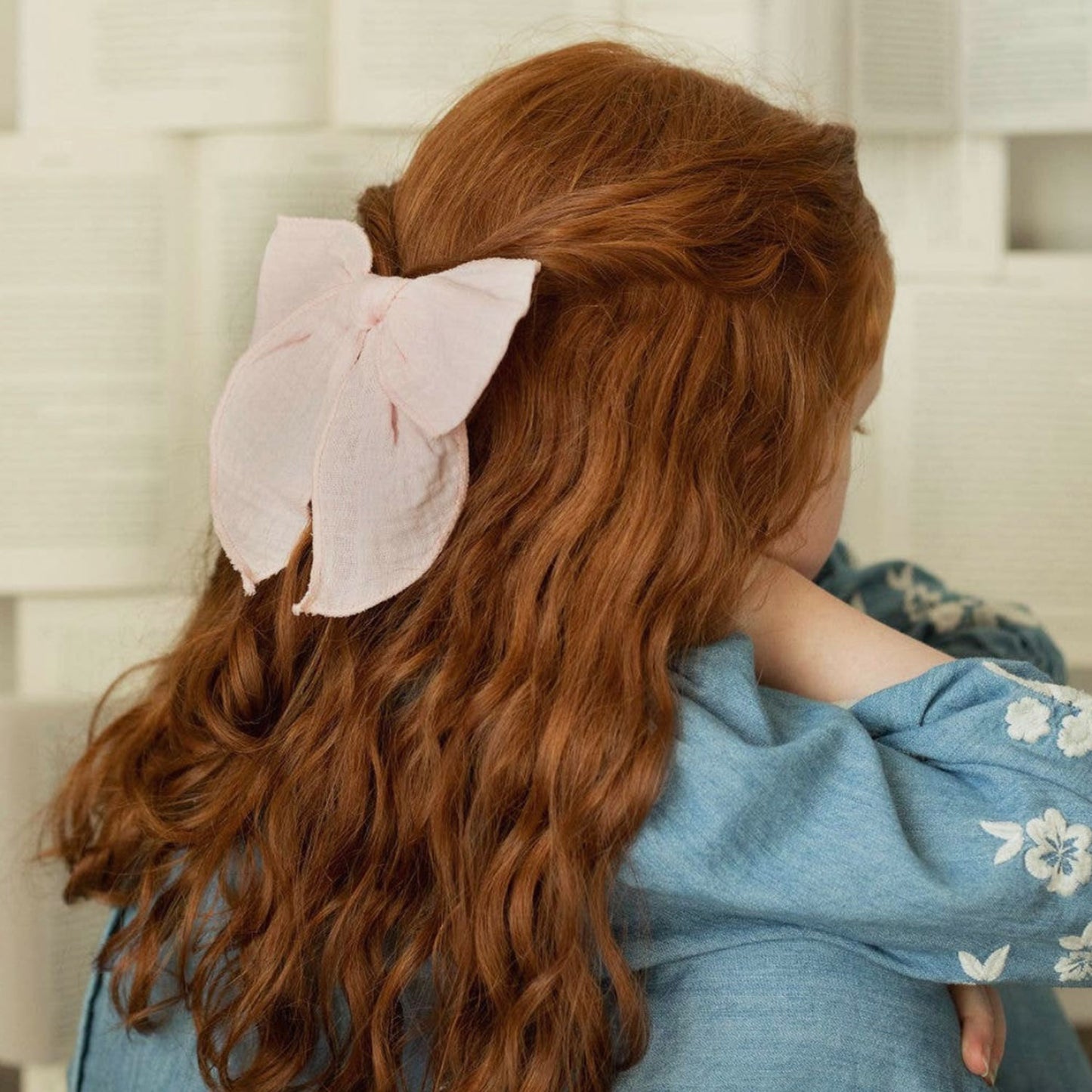 Large Gauze Hair Bow Clip