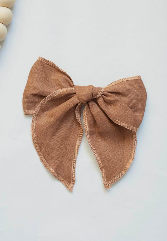 Brown linen bow